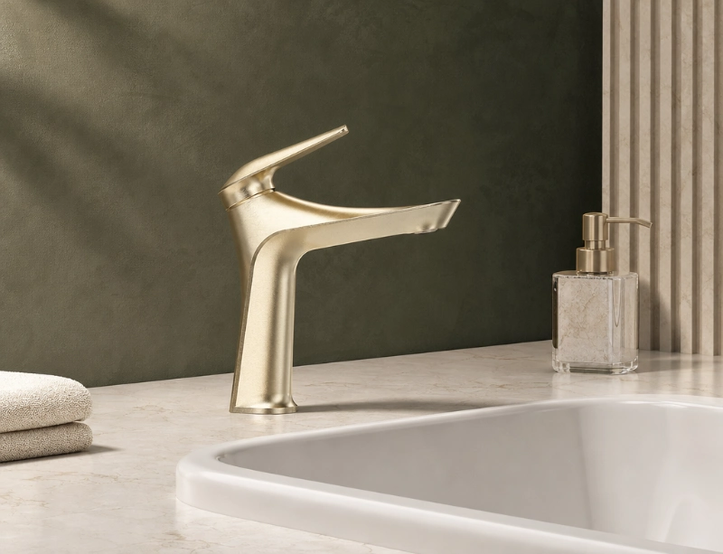 Modern Brushed Gold Single-Handle Basin Faucet
